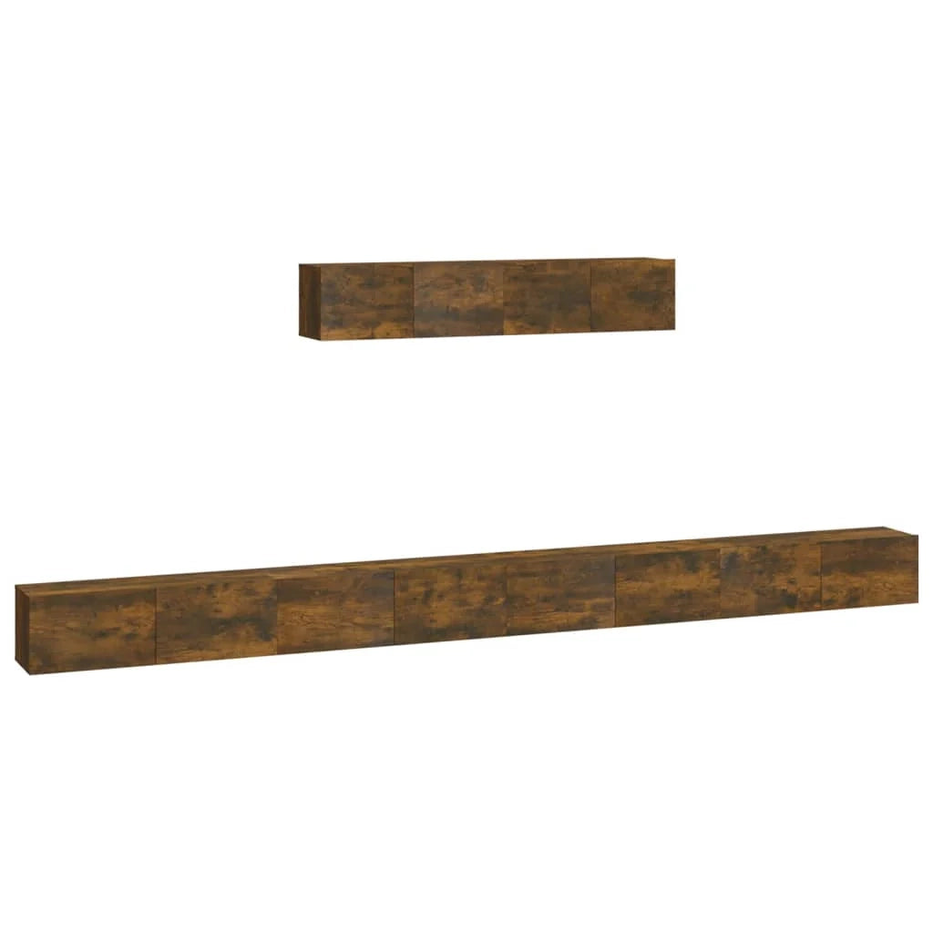Set di mobili da 6 pezzi tra cui armadio credenza mobile TV soggiorno/camera da letto salotto rovere affumicato legno ingegnerizzato marrone 02_0025106