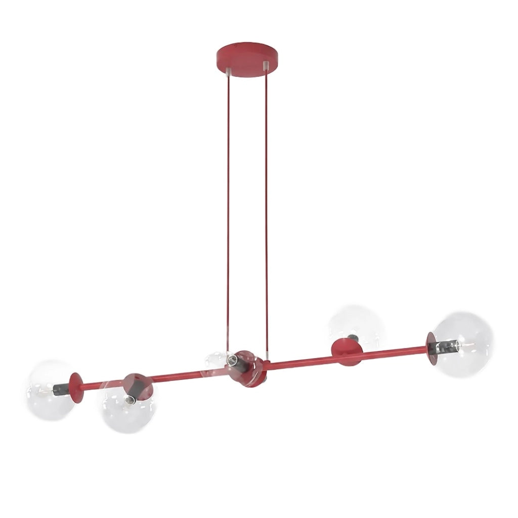 Lampadario MAGNUS 6 luci vetro bordeaux Emibig