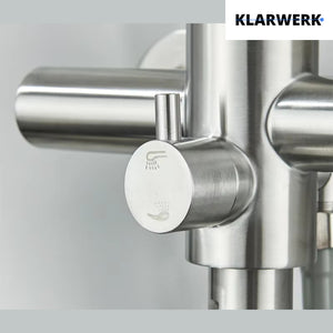 MASSIMO | Miscelatore Catering a parete Argento|Rubinetto cucina professionale in acciaio inox con doccetta|Beccuccio piatto da parete per ristorante