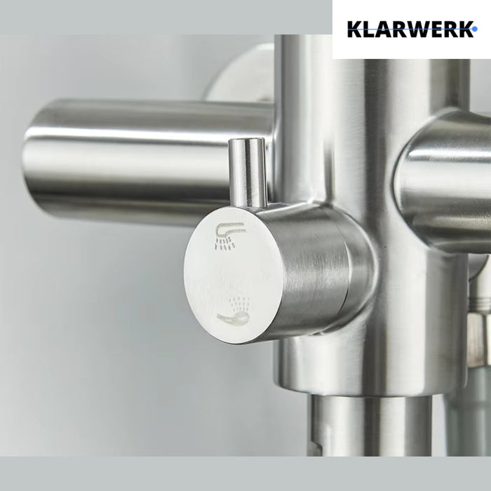 MASSIMO | Miscelatore Catering a parete Argento|Rubinetto cucina professionale in acciaio inox con doccetta|Beccuccio piatto da parete per ristorante