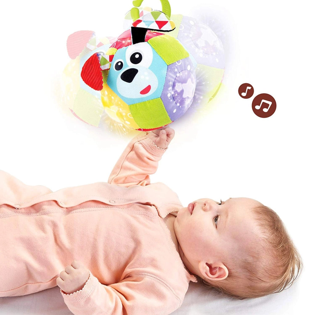 Palla Peluche Morbida a Batteria con Luci e Suoni Yookidoo 40146