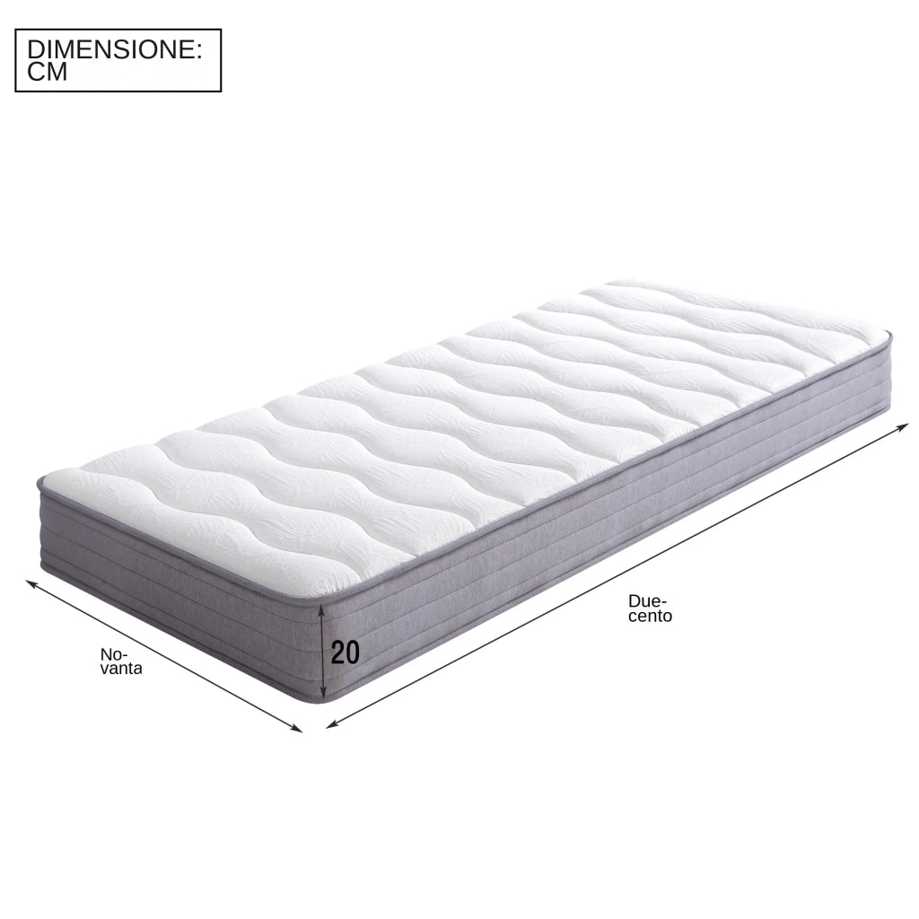 Materasso a Molle con Supporto Lombare Ergonomico Rigidità H3 90x200x20 cm; Bianco