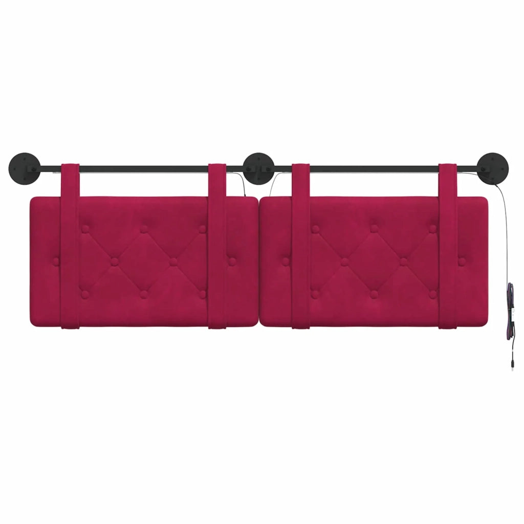 Testiera sospesa Con luce LED Rosso Vino Velluto 3424142