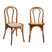 Set 2 sedie vintage in legno e rattan, noce