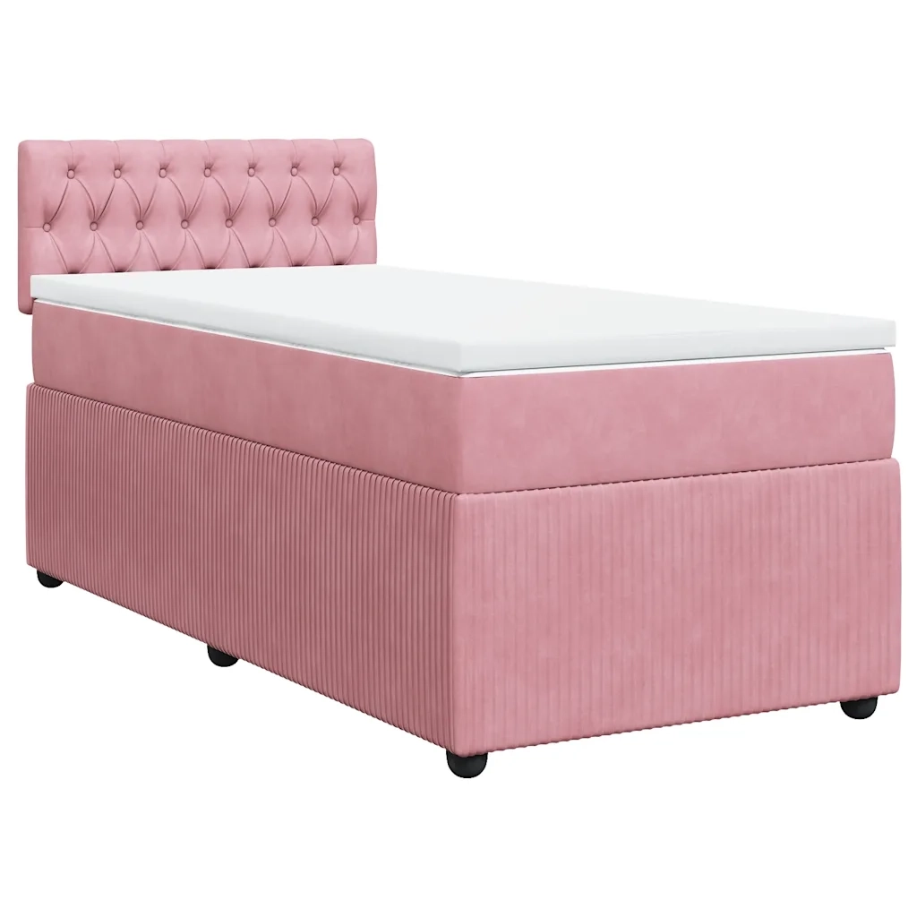 Giroletto a Molle con Materasso Rosa 90x190 cm in Velluto