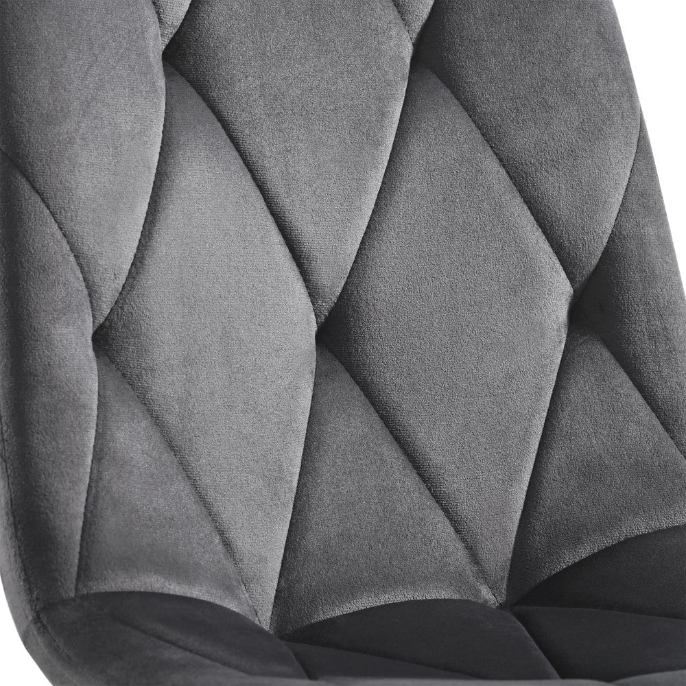 Set Tavolo da Pranzo con 4 Sedie ¨C Xylo ¨C Rettangolare 117x68 cm, Velluto Grigio Scuro, Gambe Nere