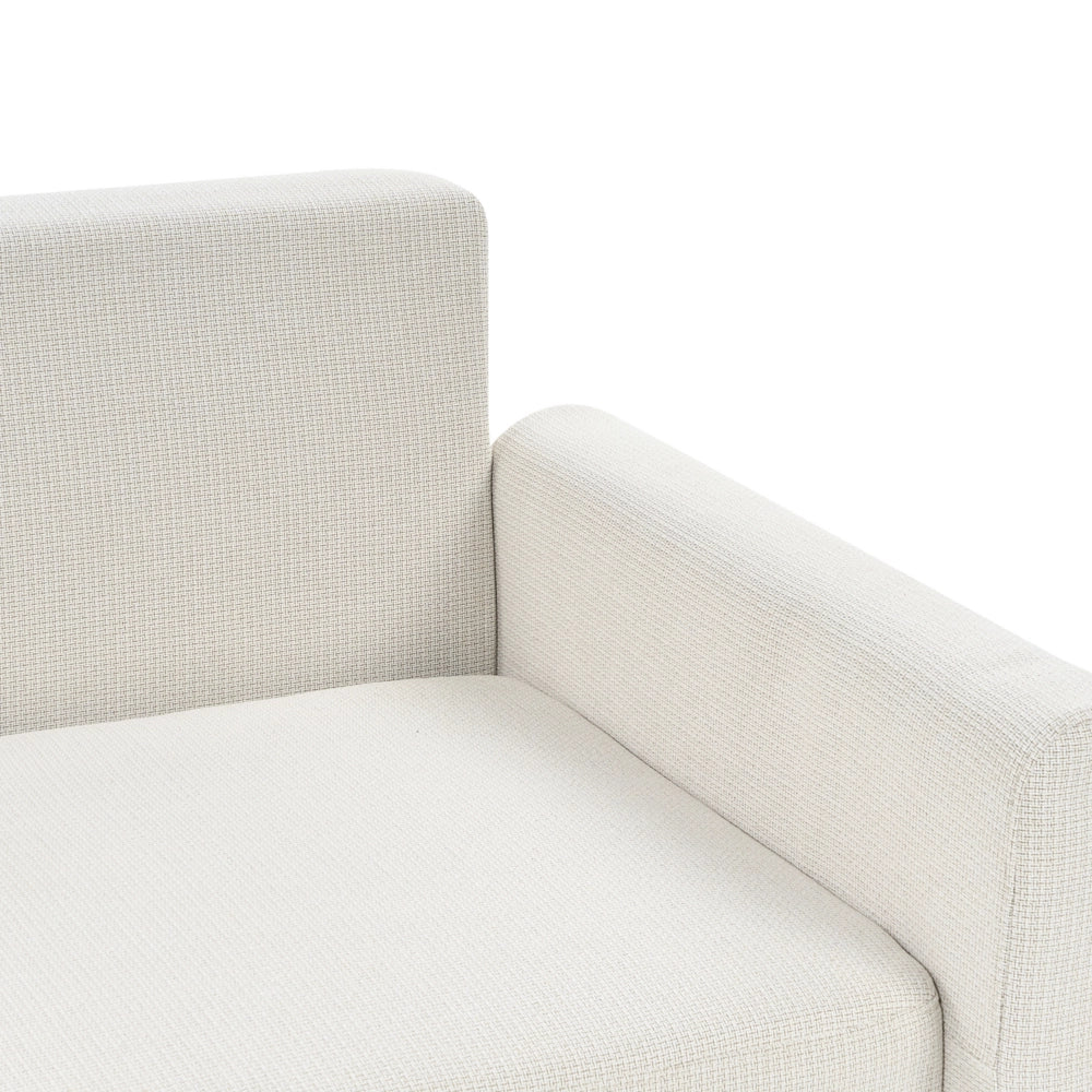 Divano angolare 3 posti destro imbottito in tessuto beige con funzione di dormiente e schienale imbottito estraibile Gambe in legno