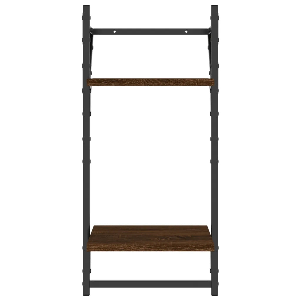 Mensole a Muro con Aste 2 Livelli 2pz Rovere Marrone 30x25x65cm