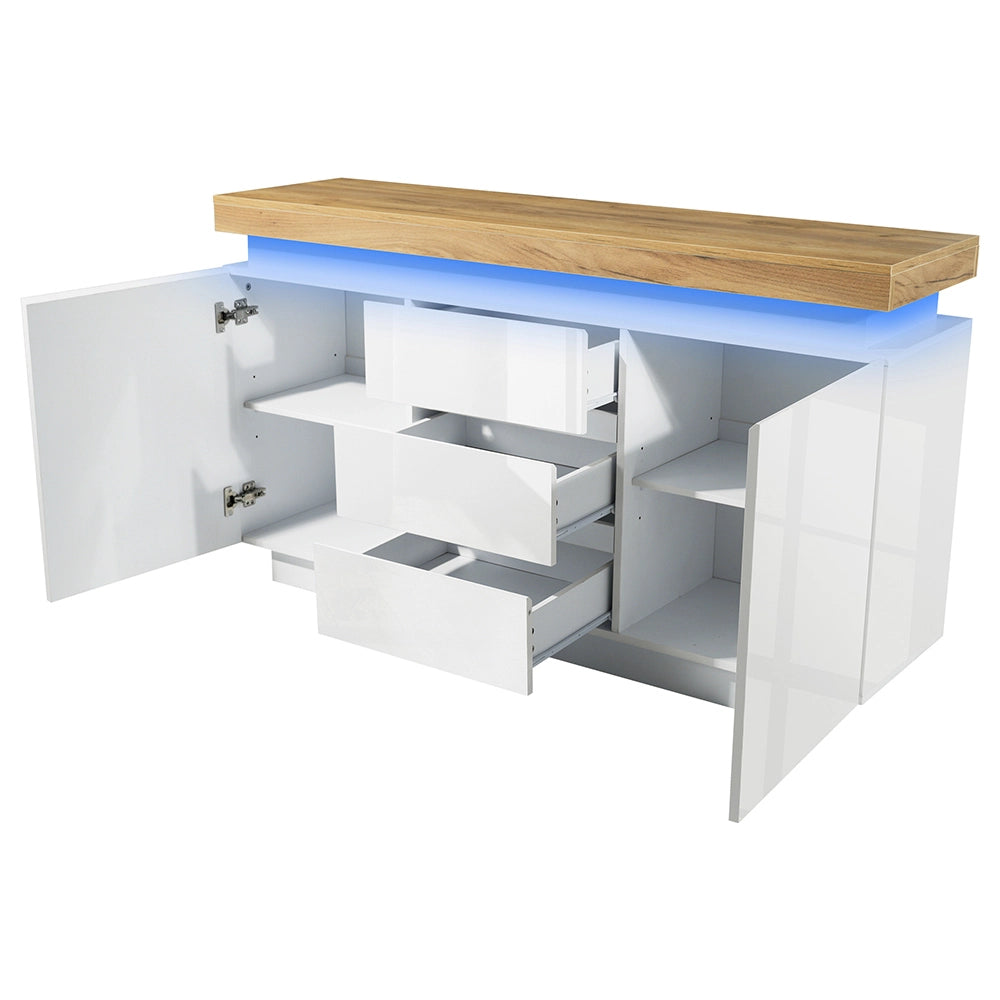 Buffet con illuminazione LED - Xylo - 81x140x39 cm - Bianco - Controllo App