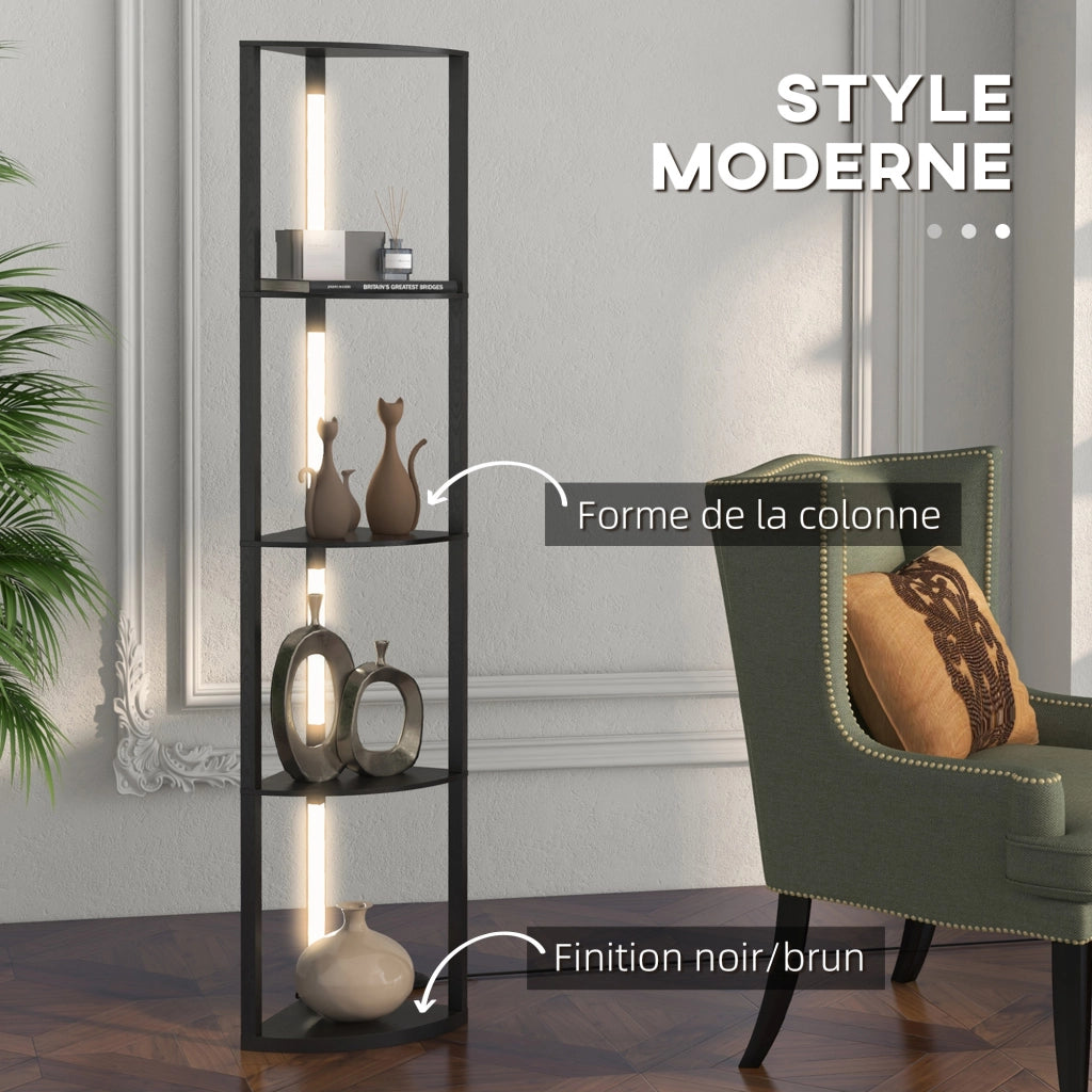 Lampada da terra con scaffale angolare 4 livelli LED dimmerabile ¨C zephmum ¨C nero 41x29,5x163,5cm