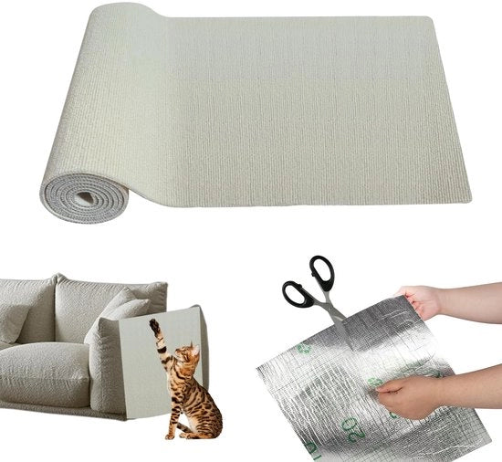 Matto di gatto adesivo 40 x 300 cm, matto di gatto adesivo per gatti, piastra di gatto per parete, piastrine di gatto per gatti, giocattolo per gatti per mobili, divani, poltrone, muri, protezione per porte (bianco, 40 x 300 cm)