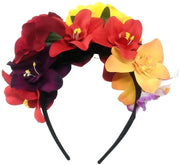 Benda per Capelli con Finte Fiori - Mix di Rose e Orchidee - Fascia per Capelli Donna - Accessori da Festa - Leggero e Comodo - Dimensioni: circa 13 x 12 cm