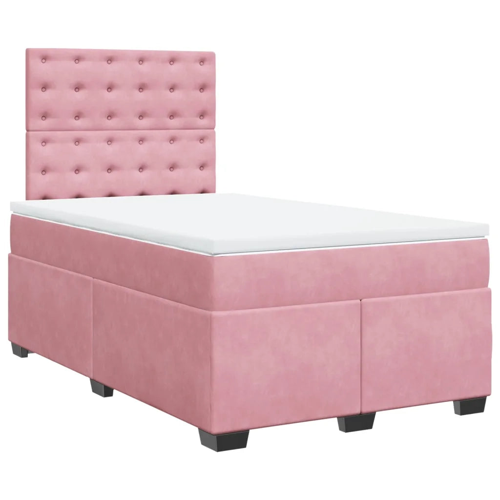 Giroletto a Molle con Materasso Rosa 120x200 cm in Velluto 3293199