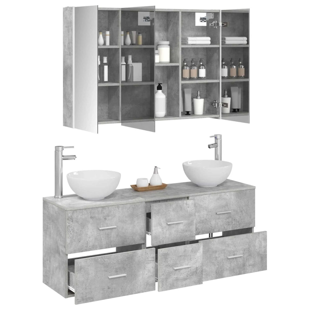 Set di mobili per il bagno 4 pcs Grigio Cemento 3406706