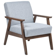Poltrona grigio  chiaro poliestere tappezzeria design retrò struttura in legno soggiorno