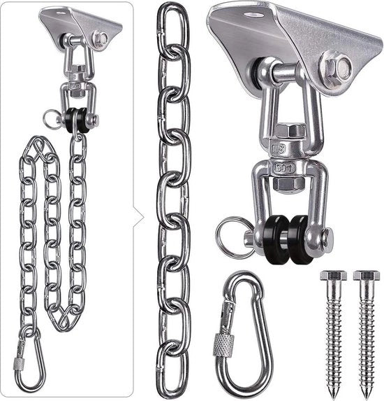 Sostegni oscillanti in acciaio inossidabile 304 di alta resistenza con catena - grappolo - 360° girevole - sedile per lettini di legno per set di oscillanti per veranda