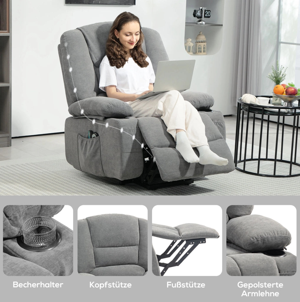 Poltrona relax elettrica con alzapersona, massaggio e calore