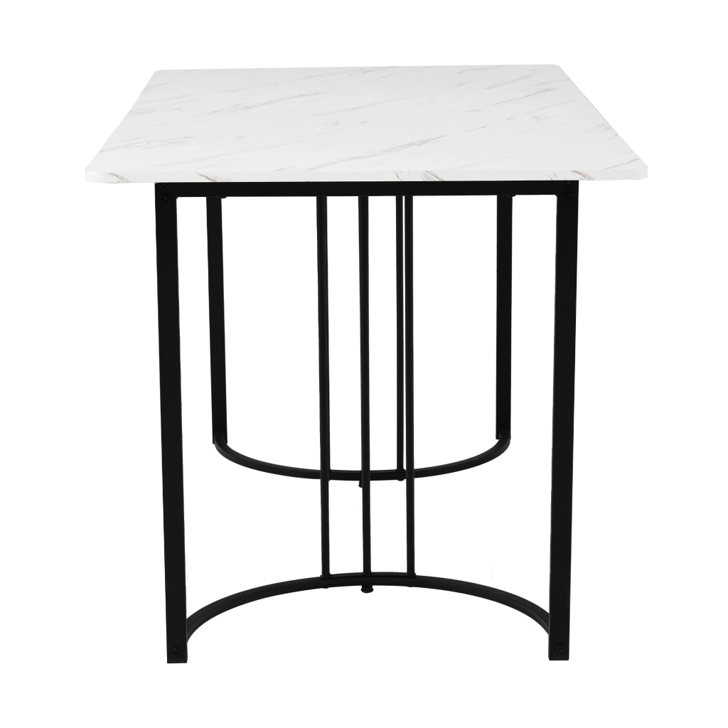Tavolo da pranzo rettangolare in MDF con effetto marmo e piedi regolabili per cucina soggiorno e ufficio 140 × 80 cm
