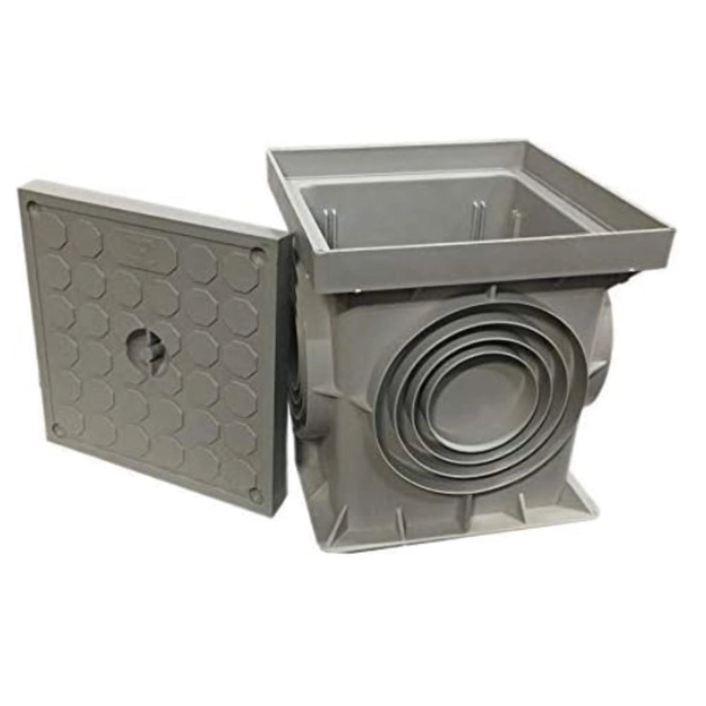 Pozzetto in polipropilene con coperchio grigio chiaro da interrare *** dimensioni 300 x 300 millimetri, confezione 1