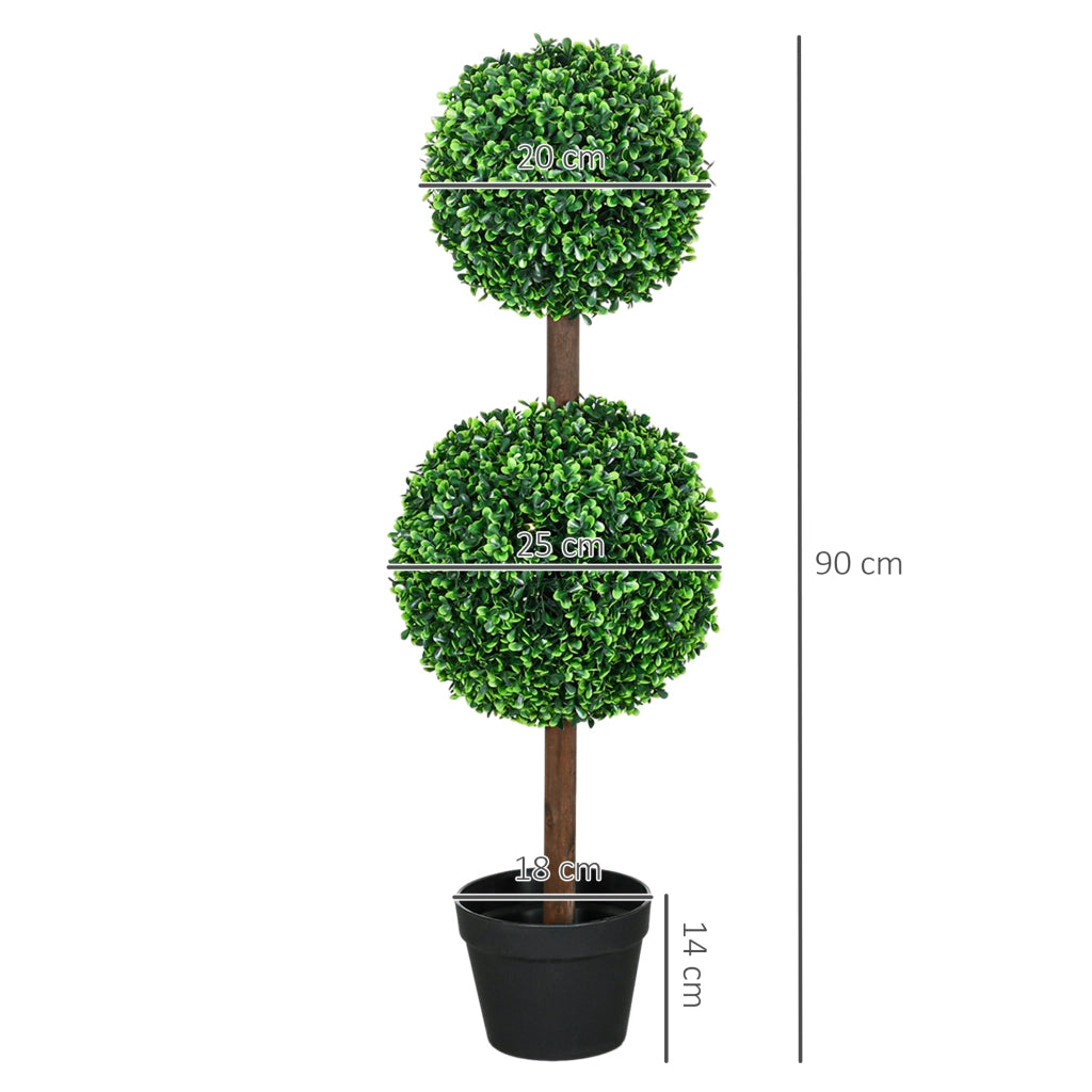 Albero di bosso artificiale ¨C Minimal ¨C 2 pezzi, 90 cm, verde