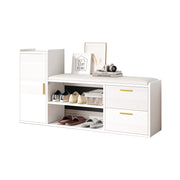 Scarpiera con 2 cassetti e 1 anta; ripiani regolabili - per ingresso - in truciolare - 128×30×68 cm - bianco