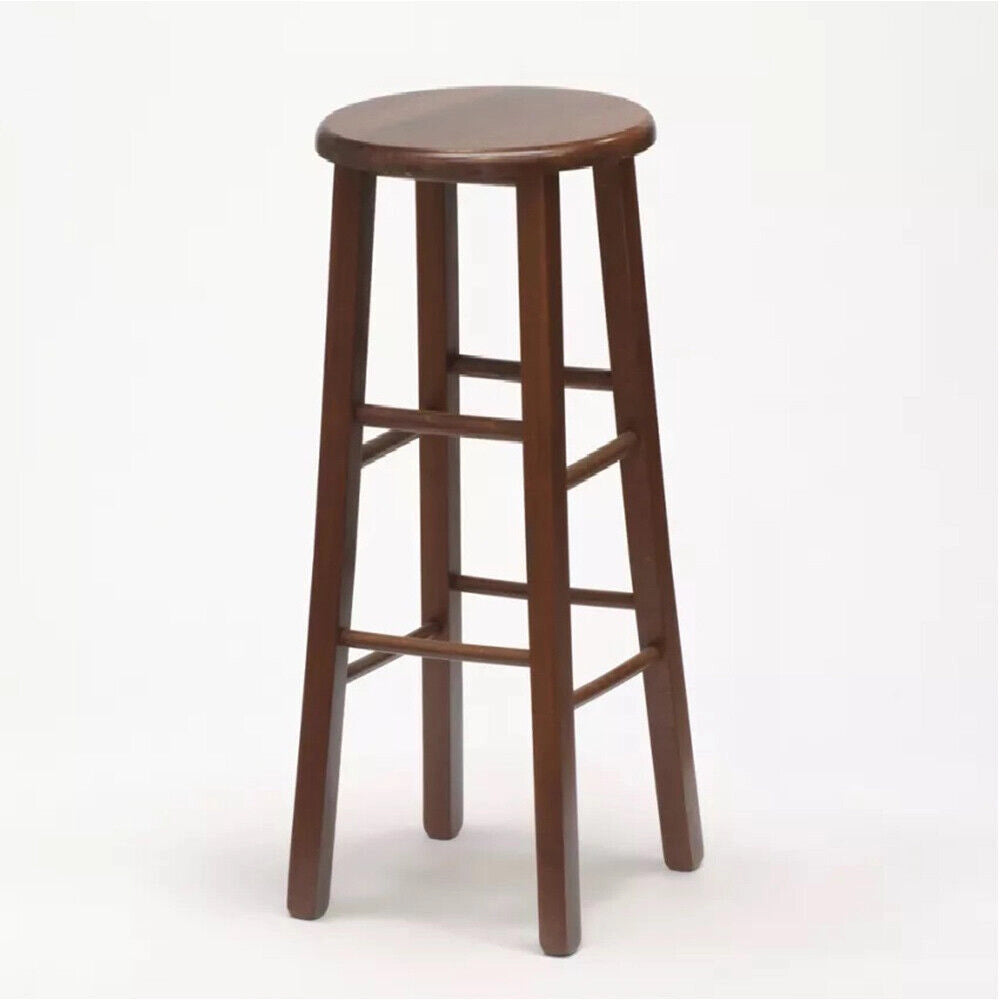 Sgabelli bar di set 2 rotondi h 80 cm noce scuro gambe dritte