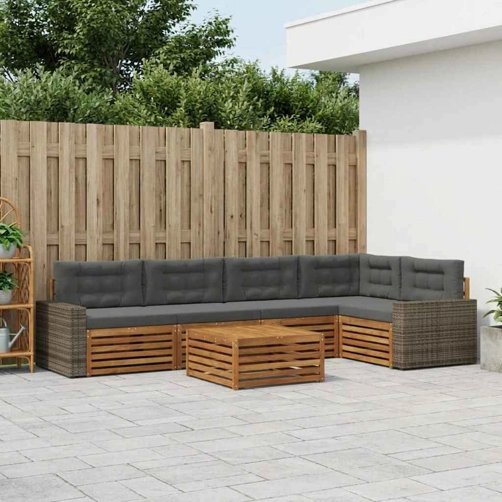 Set di divani da esterno 6 pz Naturale e Antracite Poliestere 3383400