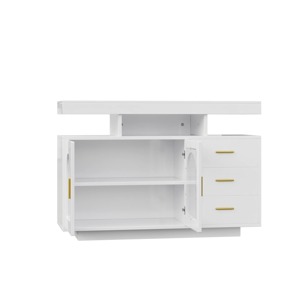 Credenza LED Sideboard ¨C Xylo ¨C Bianco Lucido, 120 cm, 16 Colori Luce
