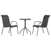 Set da Pranzo da Giardino 3 pz | Set Salotto da Giardino in Acciaio Nerooutdoor