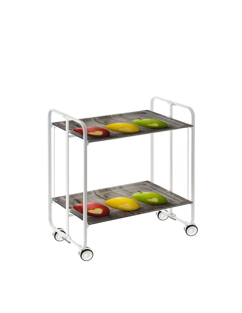 Carrello da cucina pieghevole bianco con ruote BAUHAUS 2 ripiani