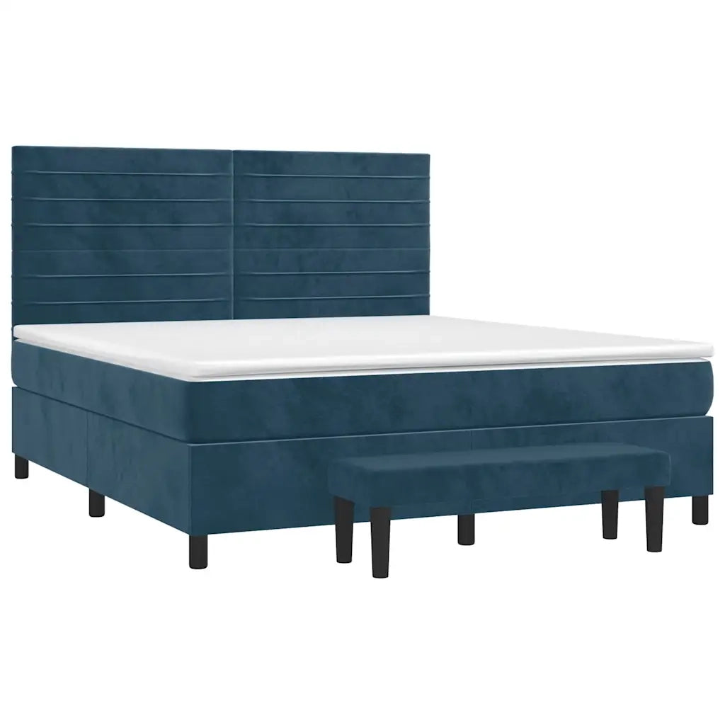 Giroletto a Molle con Materasso Blu Scuro 180x200 cm in Velluto
