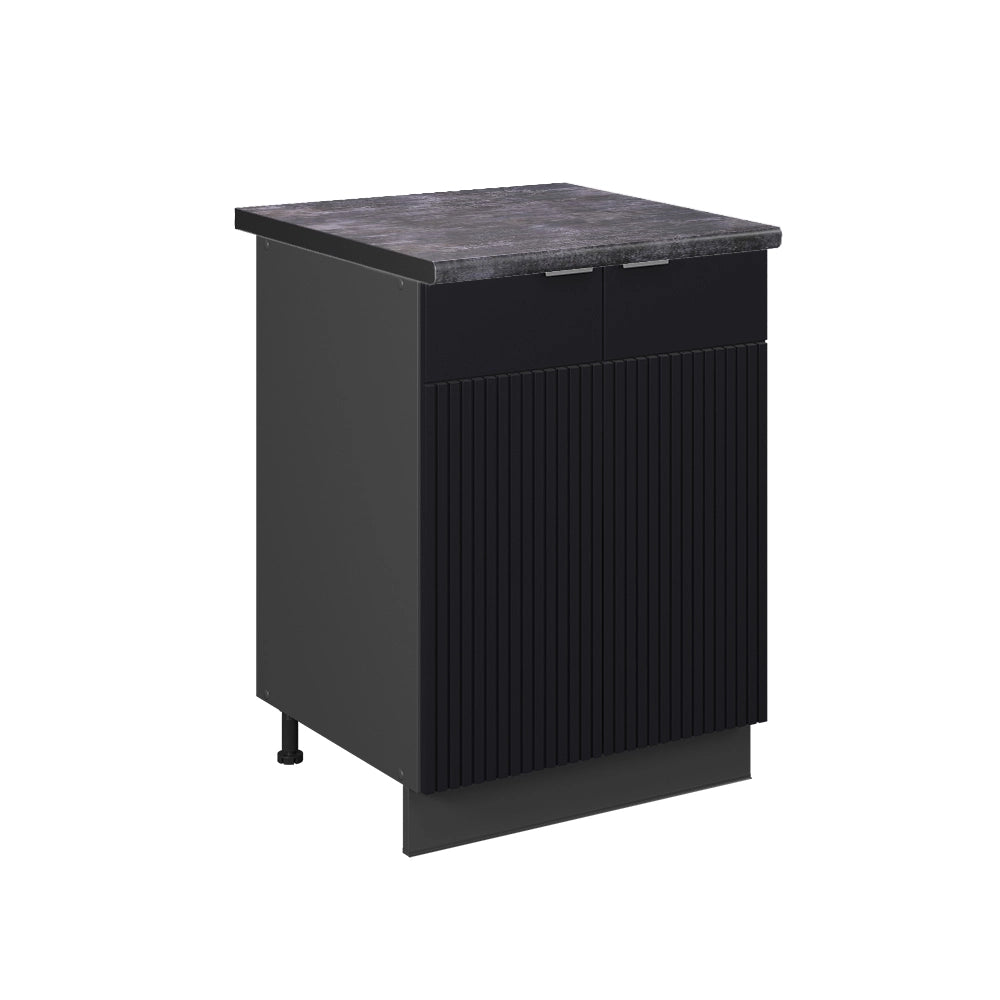 Mobiletto base cucina Fame-Line Nero rigato/Antracite 60 cm, PL Antracite Vicco