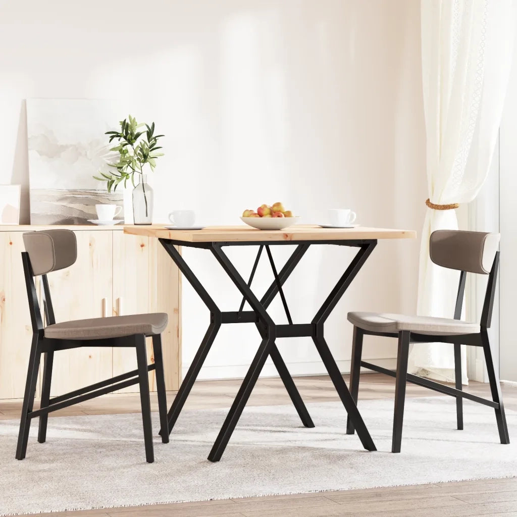 Tavolo da Pranzo Telaio a Y 80x80x75,5 cm Legno Pino e Acciaio