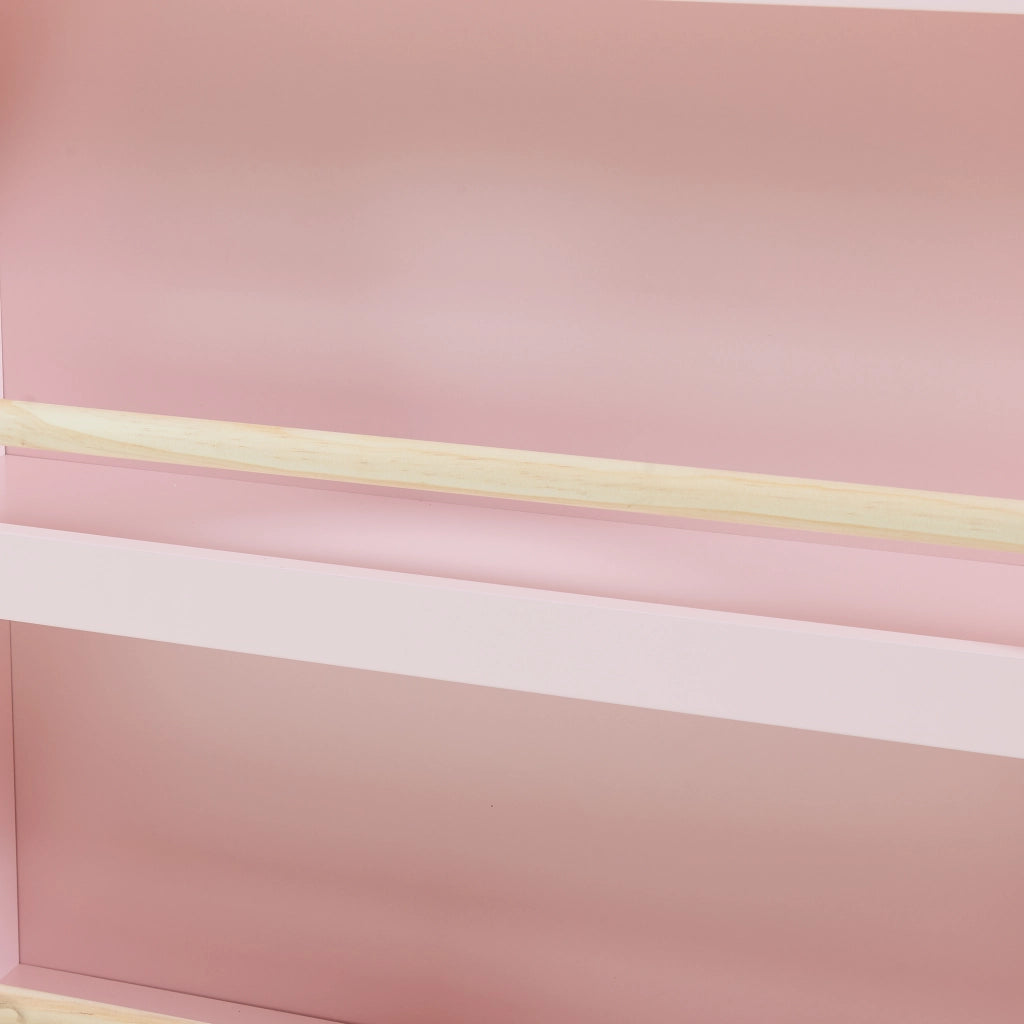 Libreria Virer per Bambini Scaffale Montessori per Cameretta a 3 Scomparti 78 x 60 x 18 cm - Rosa [en.casa]