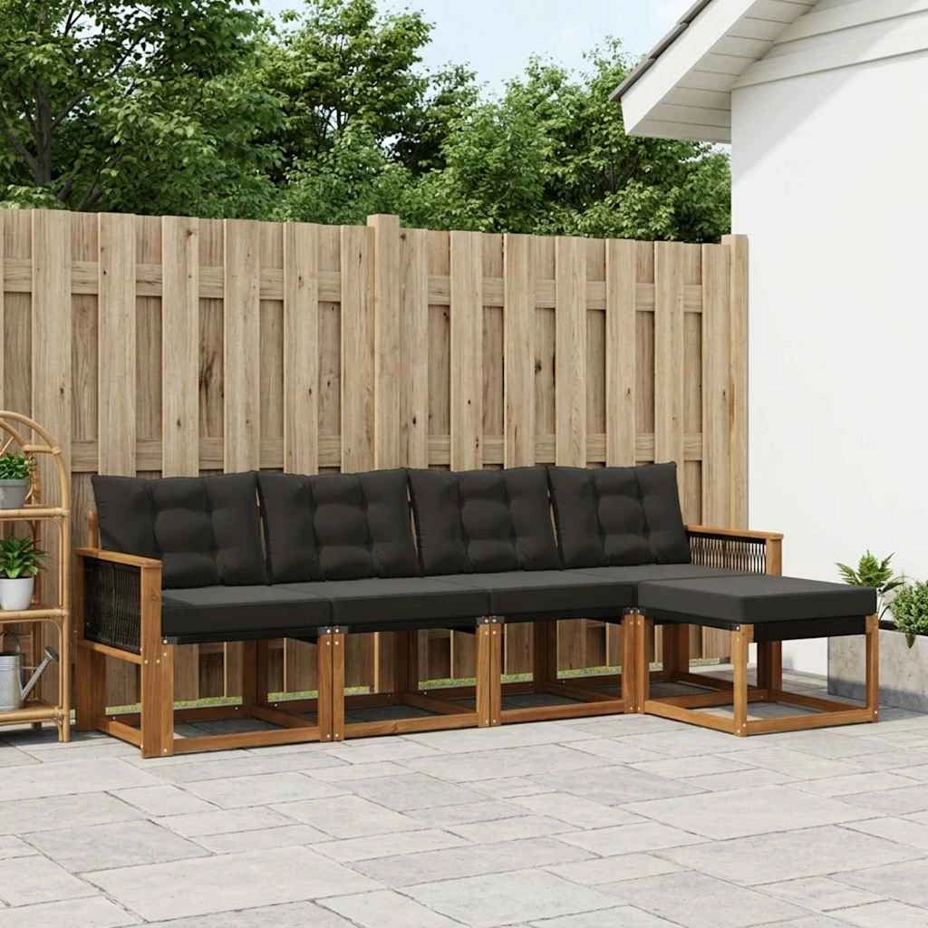 Set di divani da esterno 5 pz Naturale e Nero 3381888