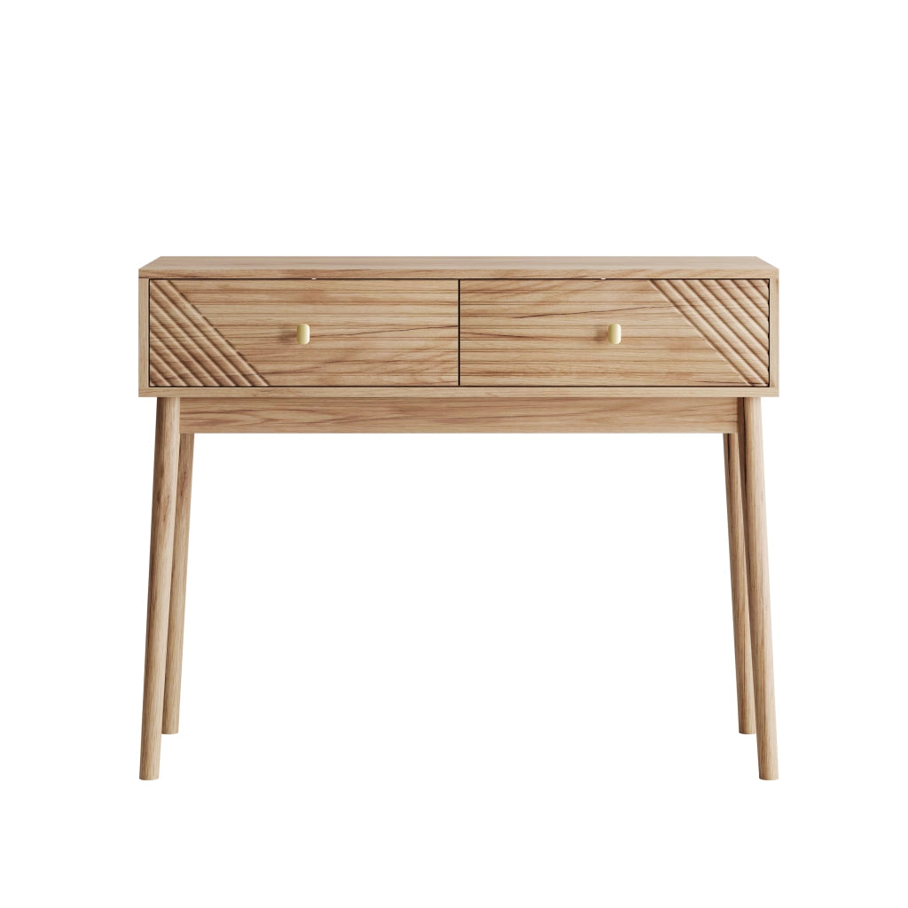 Tavolo consolle con 2 cassetti in MDF e pannello di particelle rovere