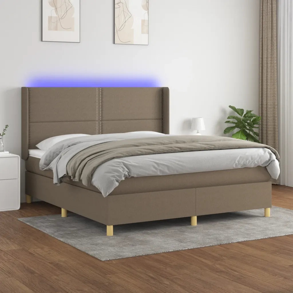 Letto a Molle con Materasso e LED Tortora 180x200 cm in Tessutocod mxl 93010