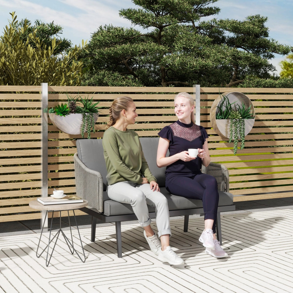 Divano da giardino 2 posti con cuscini in polyrattan ¨C zephmum ¨C grigio scuro 110x70x72 cm