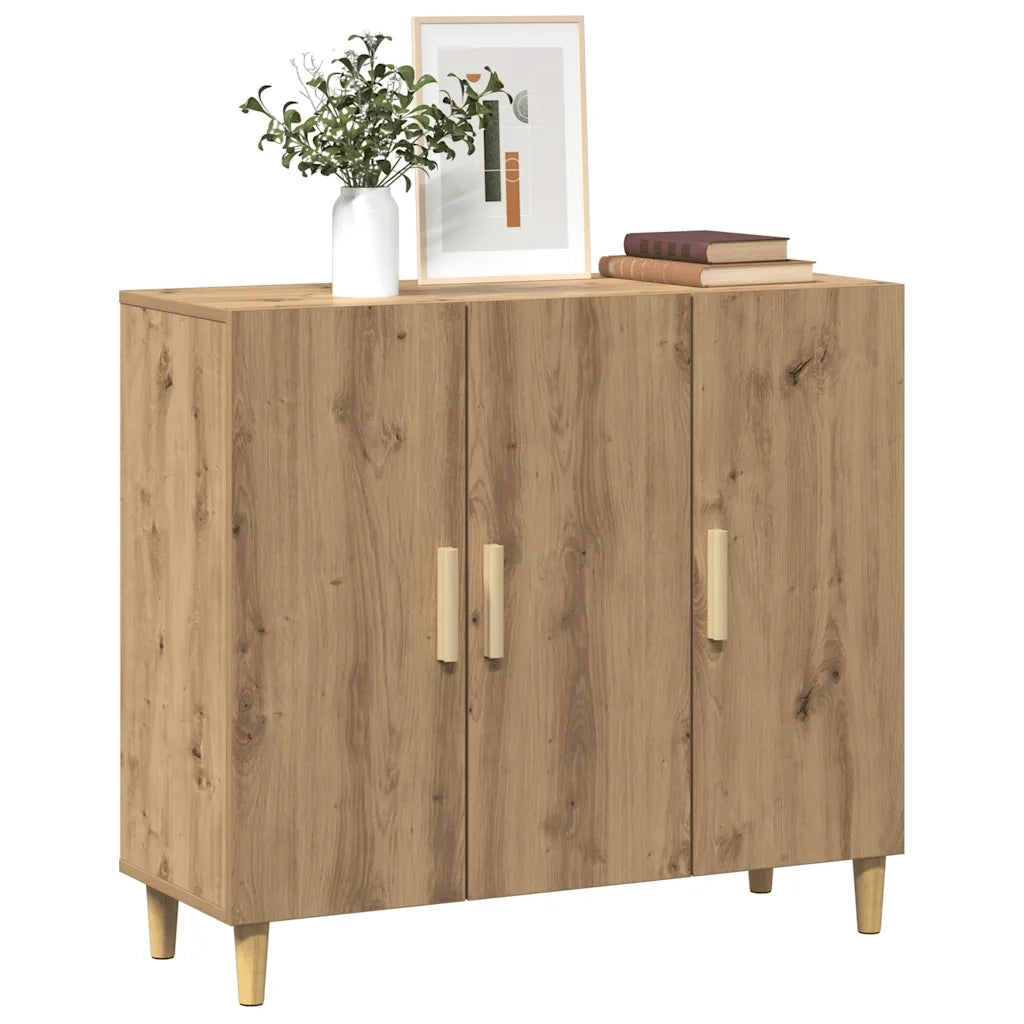 Credenza Rovere Artigianale 90x34x80 cm in Legno Multistrato