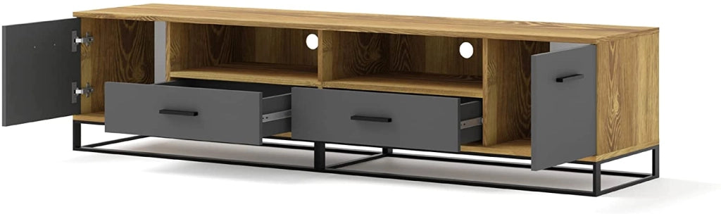 MOBILE TV PIANO TV SOGGIORNO GRAFITE ROVERE  190x45.2x42.5cm ARSEN