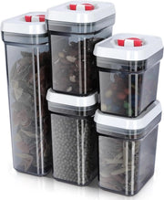 Set di contenitori, cassa a 5 elementi con coperchio, contenitore per la cucina, BPA libero, contenitore a chiusura ermetica in plastica per cibo secco, pasta, cereali per colazione, caffè in scatola