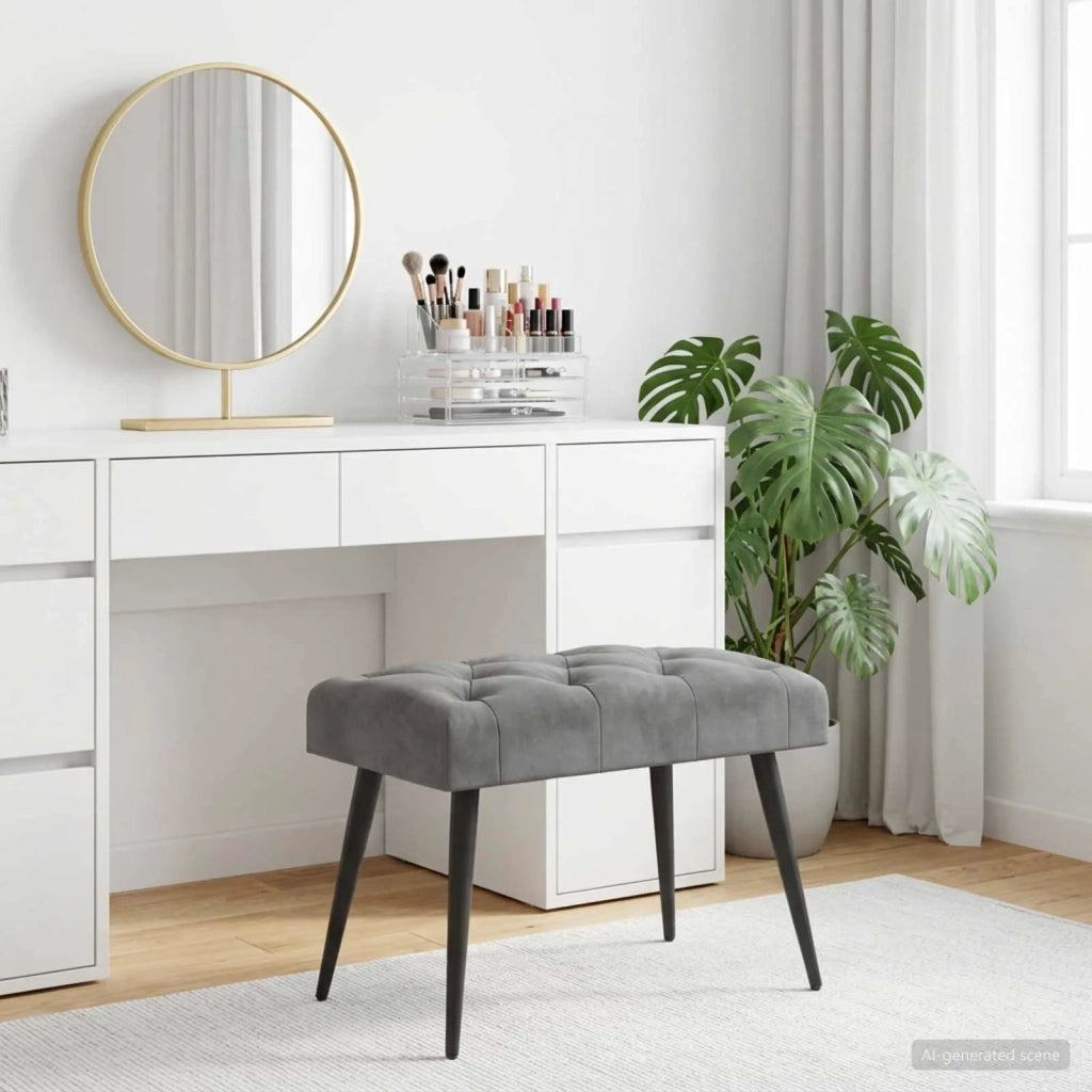 Panchina con bottoni imbottiti Grigio Scuro 60 x 40 x 45 cm 42038544