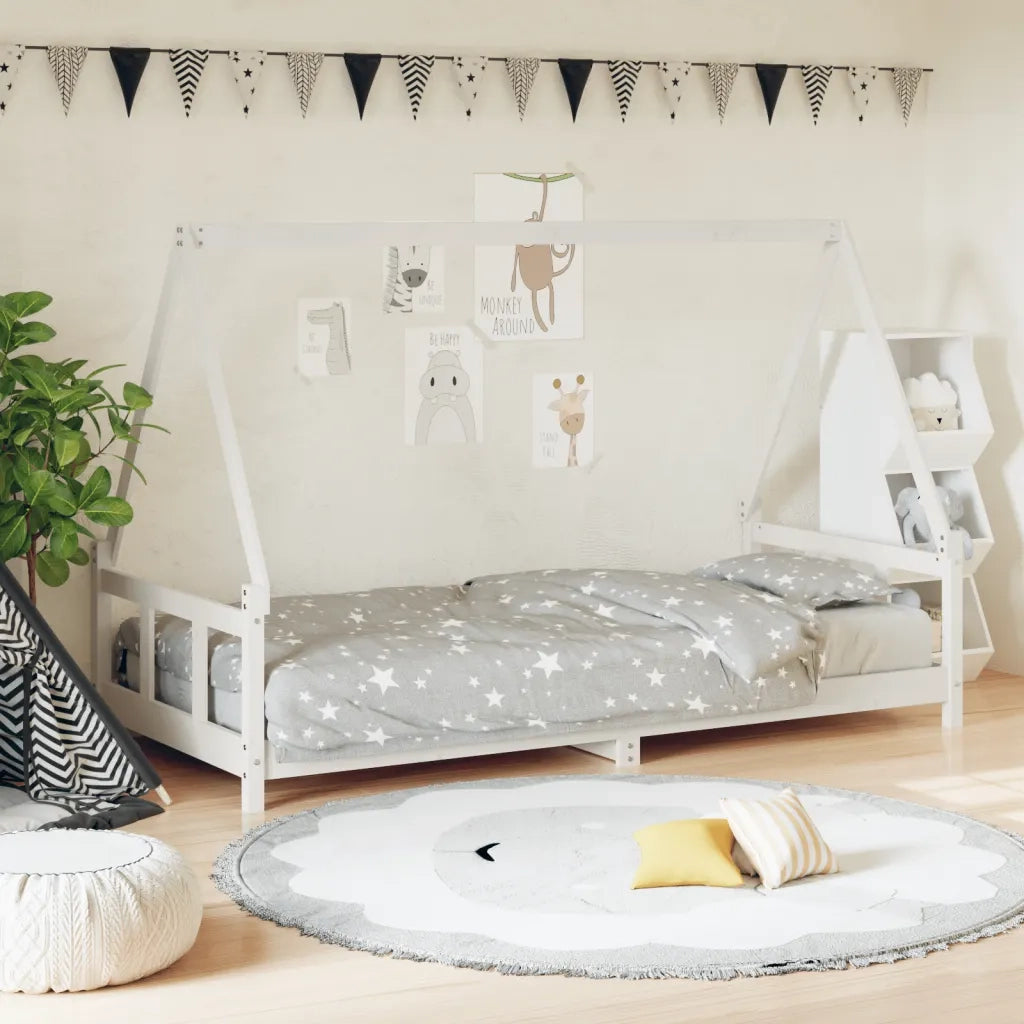 Giroletto per Bambini-Struttura Letto Bambini Bianco 90x190cm in Legno Massello di Pino 530190