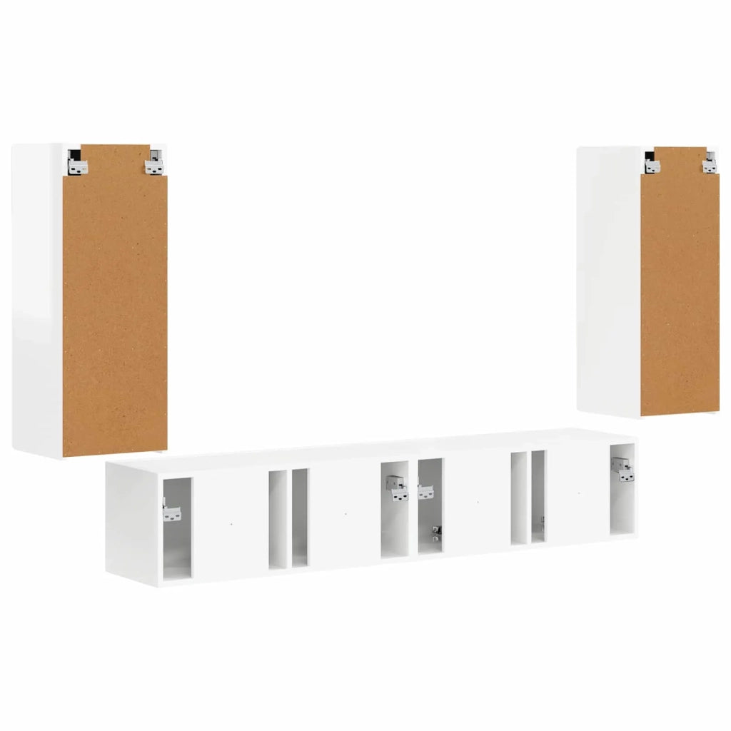Set di Mobiletto da TV a Parete 4 pcs Bianco Lucido