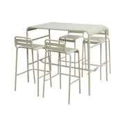 Set tavolo alto da giardino in acciaio con 4 sgabelli, 120cm, beige