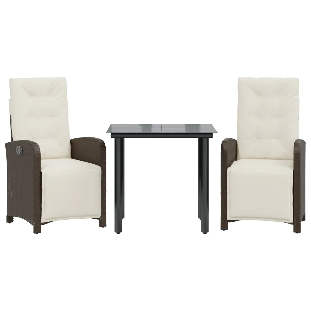 Set Bistrò 3 pz con Cuscini Marrone in Polyrattan 3212549