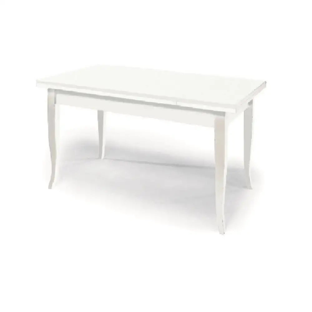 Tavolo da pranzo allungabile fino 200 cm in legno massello e mdf con rifinitura in bianco 120x80x75 H  chiuso