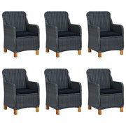 Set Pranzo da Giardino 7 pz con Cuscini Polyrattan Grigio Scuro 3060163
