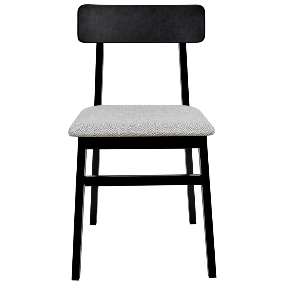 Set di 2 sedie da pranzo Struttura in legno di gomma nero Seduta in tessuto poliestere grigio chiaro Senza braccioli Design retrò