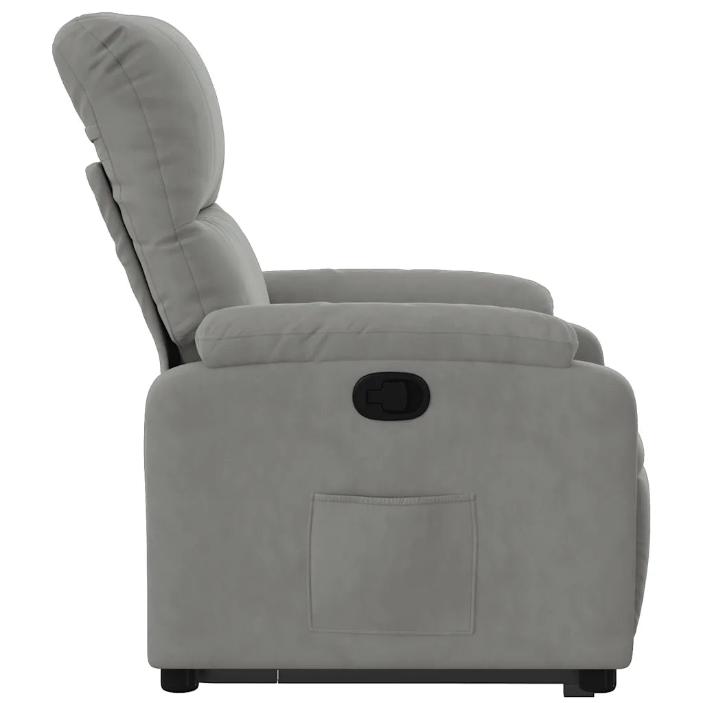Divano Sedia-Poltrona Alzapersona Reclinabile Grigio Chiaro Microfibra